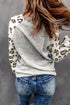 Gray Christmas Trees Graphic Leopard Raglan Sleeve Top